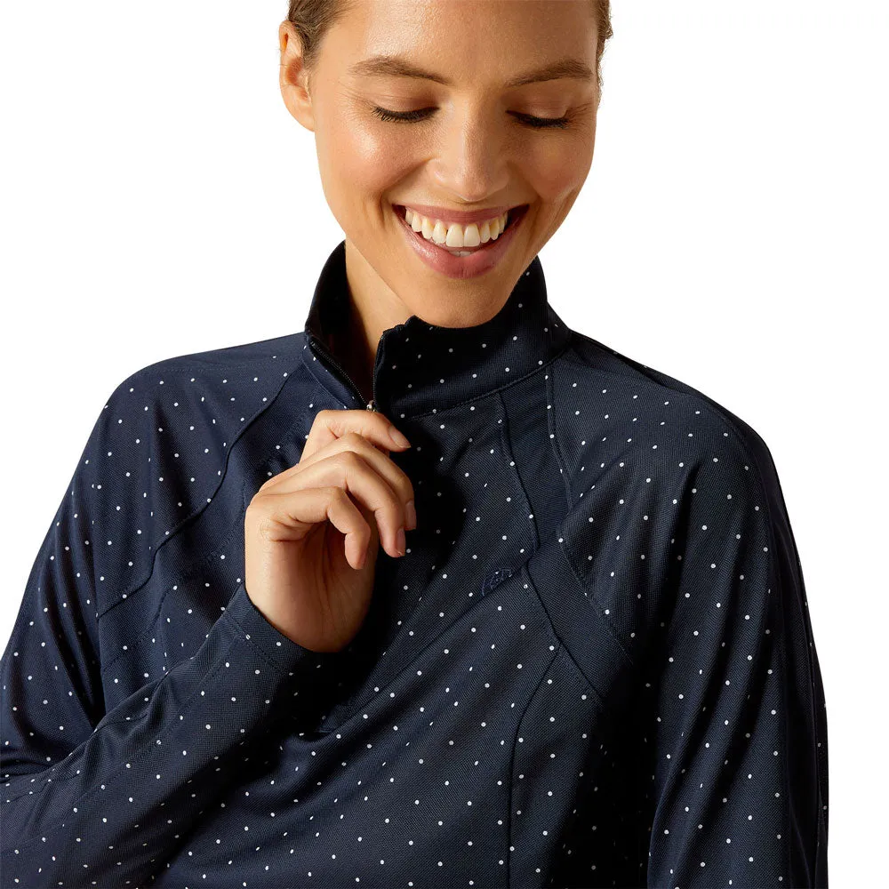 10049044 Ariat Women's Sunstopper 3.0 1/4 Zip Base Layer Top - Navy Dot