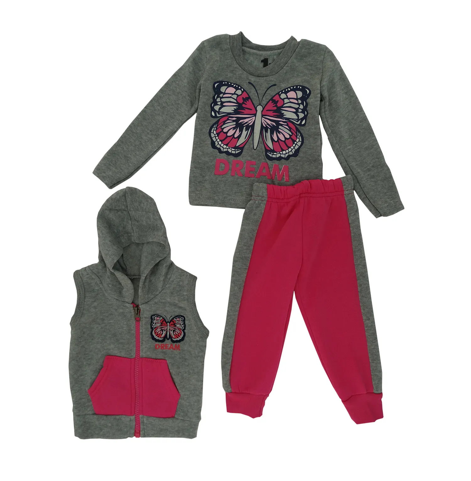 12-1252, 3 PC Girls' Hoodie & Pants Set