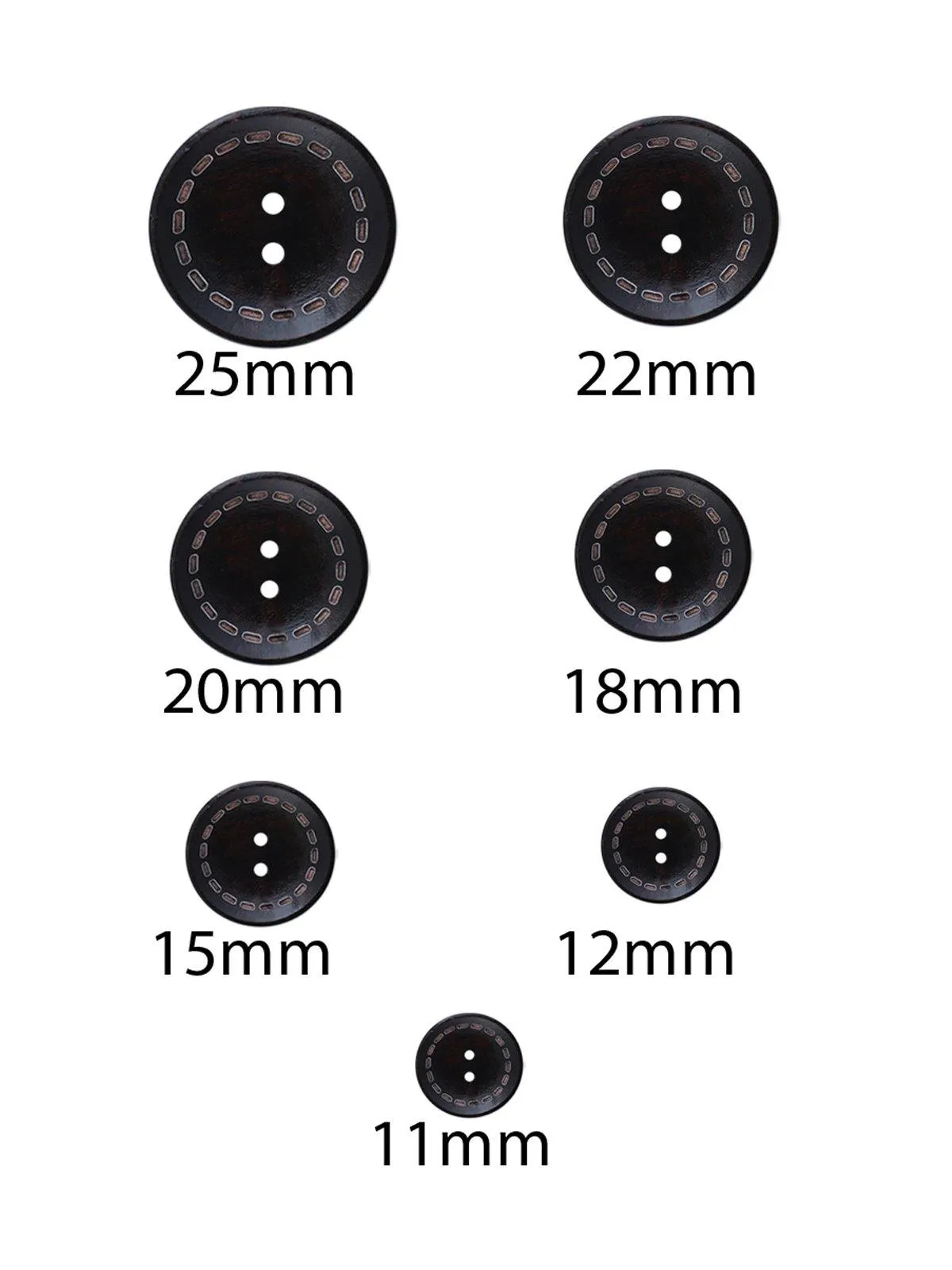 2 Hole Dark Brown Hollow Wooden Buttons