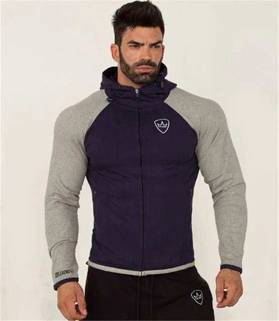 2018 Men gyms Hoodies Brand Clothing Men Hoody Zipper Casual Sweatshirt Muscle Men's Slim Fit Fitness hooded Jackets