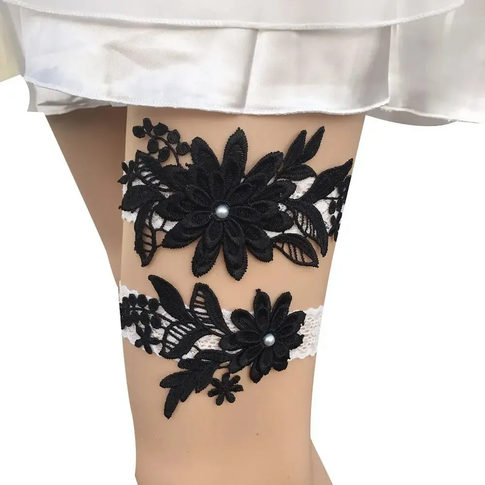 2pcs Wedding Garter  Embroidery Floral Sexy Garters Women/Female/Bride Thigh Ring Bridal Lace Leg Ring Loop