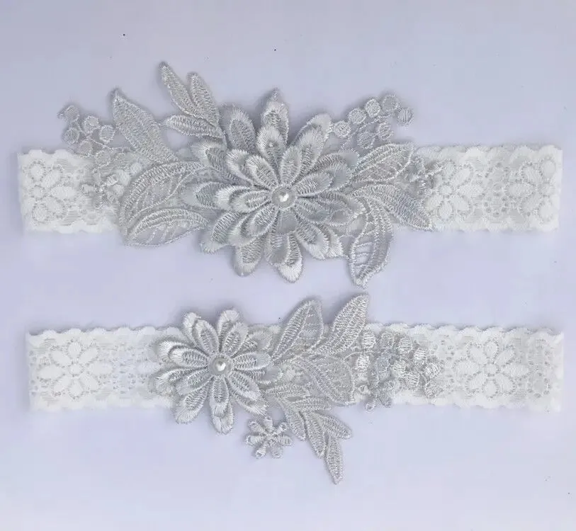 2pcs Wedding Garter  Embroidery Floral Sexy Garters Women/Female/Bride Thigh Ring Bridal Lace Leg Ring Loop