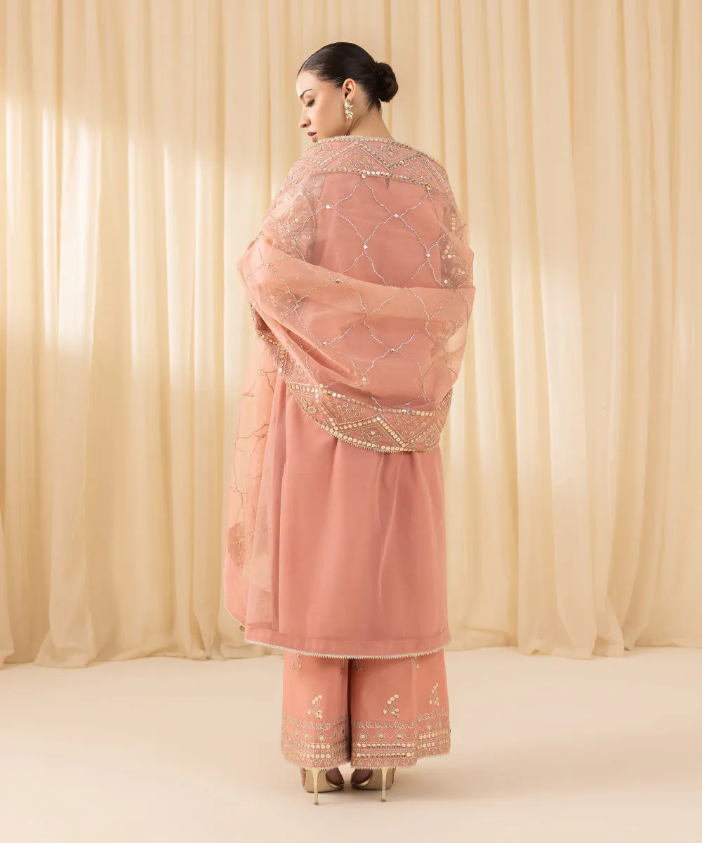 3 Piece -  Embroidered Net Suit