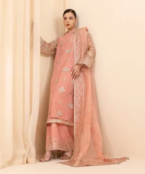 3 Piece -  Embroidered Net Suit