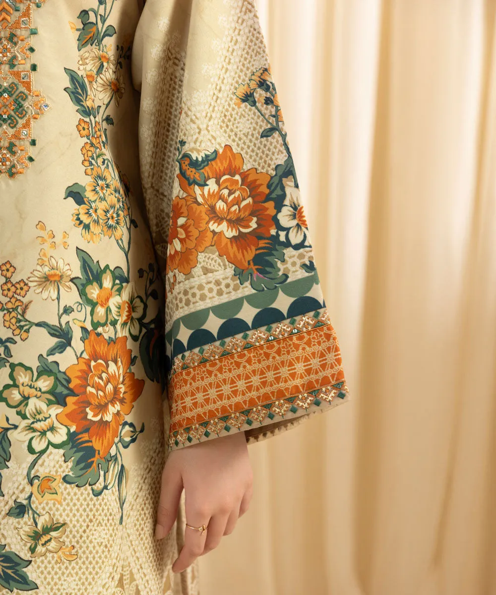 3 Piece -  Embroidered Silk Suit