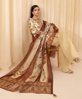 3 Piece -  Embroidered Silk Suit