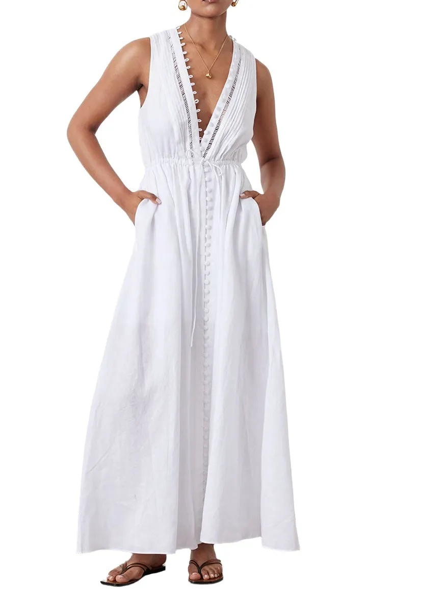 5240020 Sleeveless Linen Maxi Dress *Last Piece