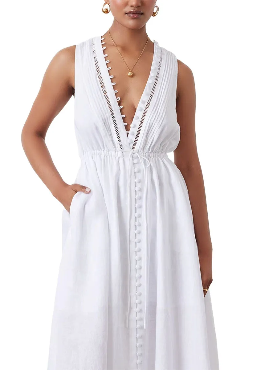 5240020 Sleeveless Linen Maxi Dress *Last Piece