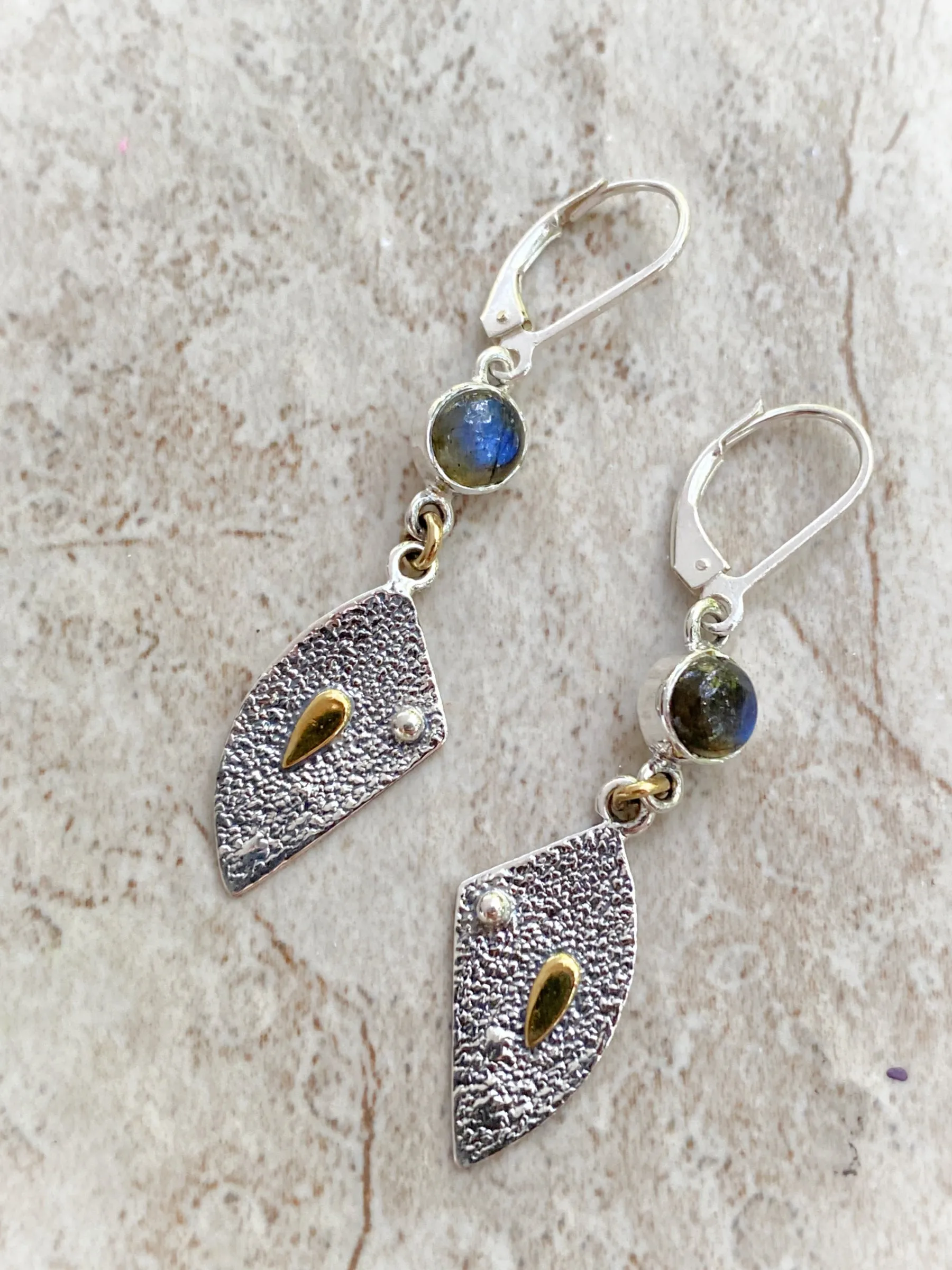 Abstract Gemstone Leaf Dangles