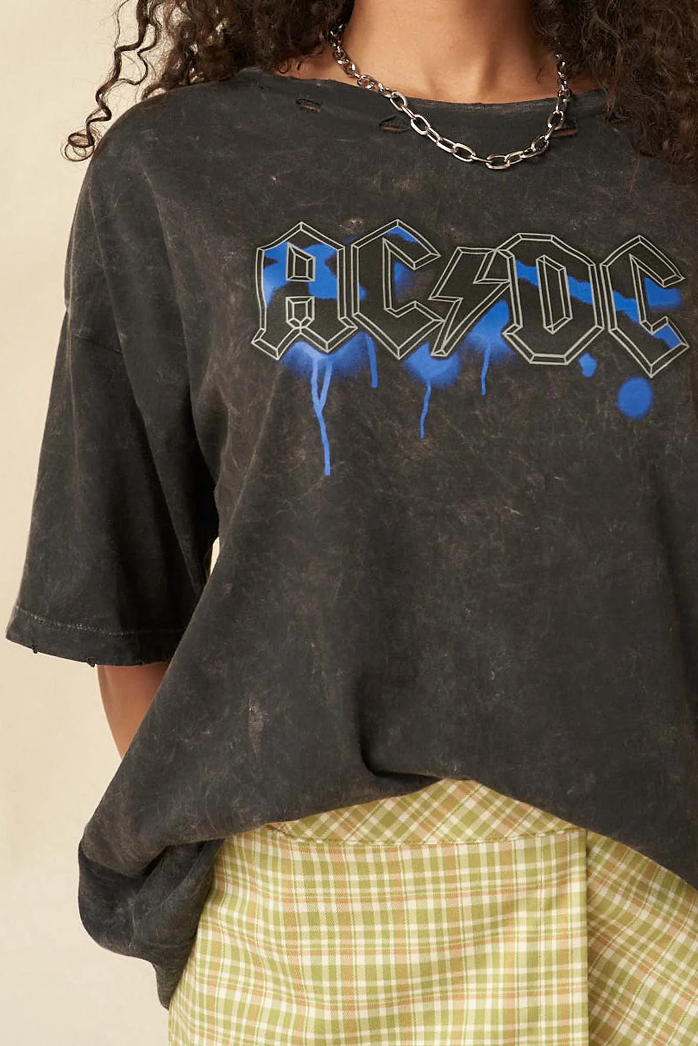 AC/DC Graffiti Logo Distressed Graphic Tee