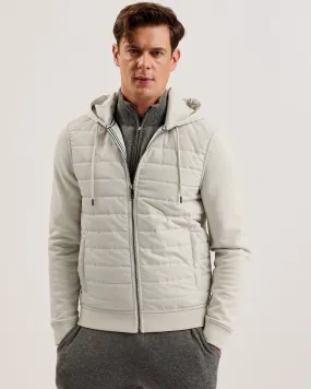 Adburys Regular Quilted Zip Hoodie Beige