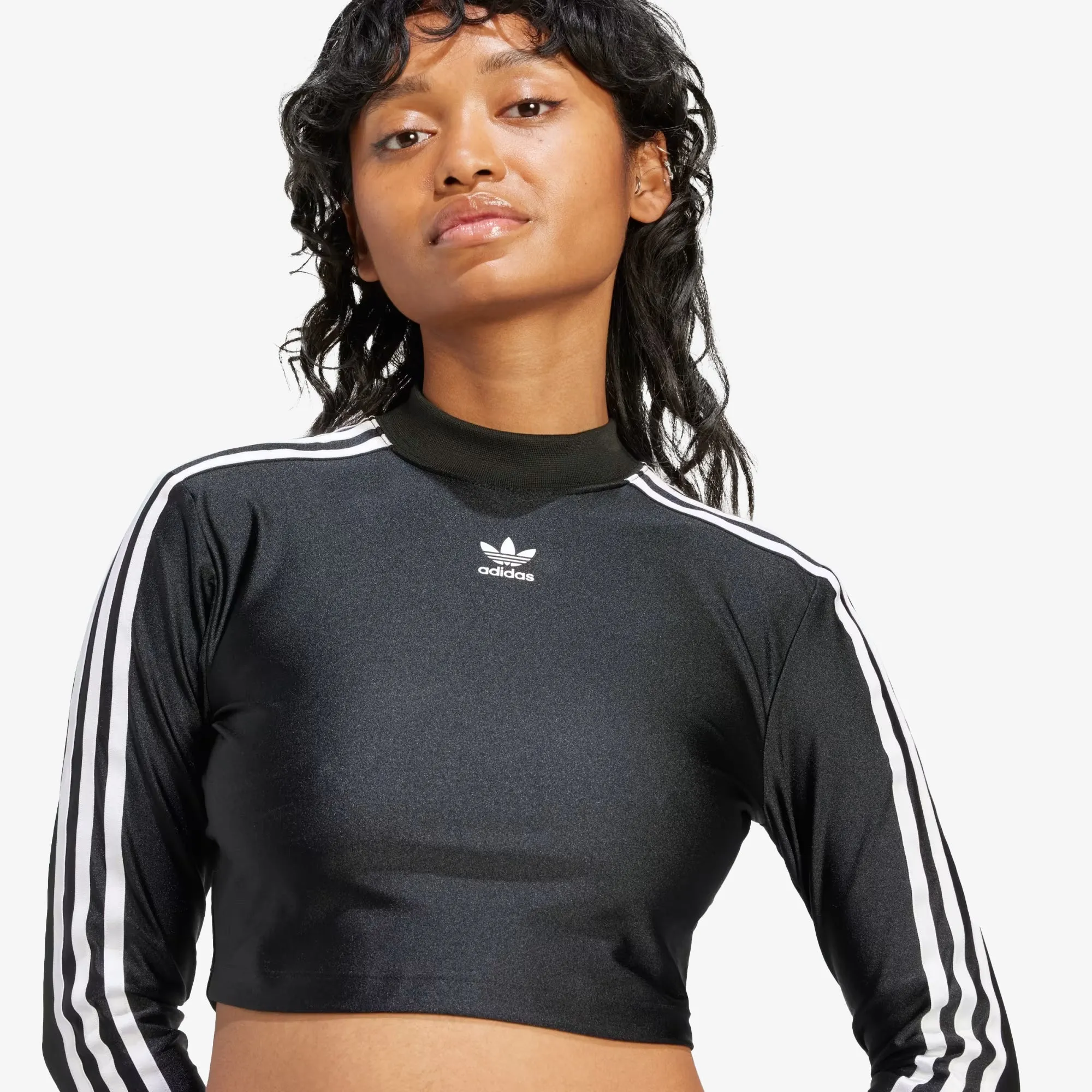 Adidas Originals | WMN'S 3-STRIPES CROPPED LONG SLEEVE TEE  { BLACK