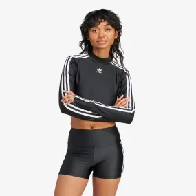 Adidas Originals | WMN'S 3-STRIPES CROPPED LONG SLEEVE TEE  { BLACK