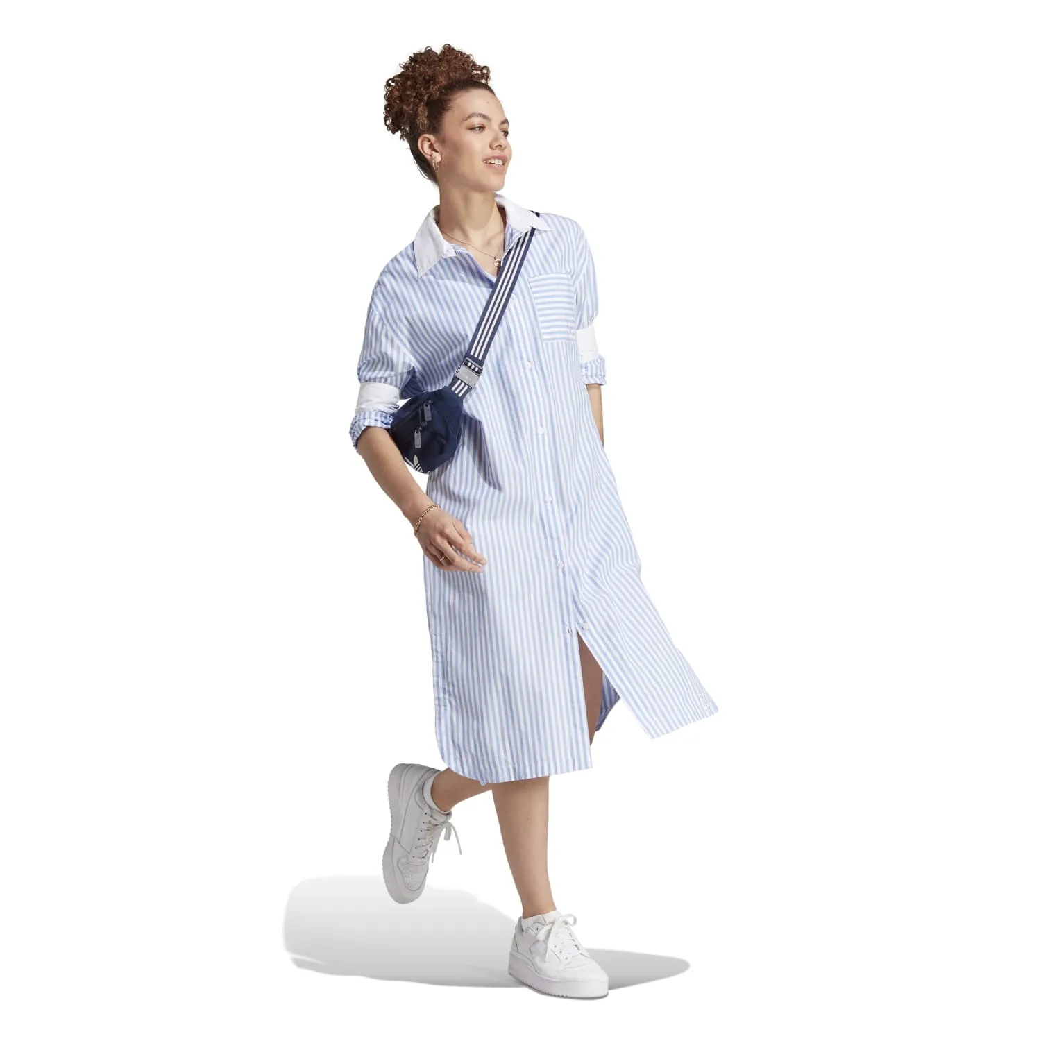 Adidas Women ESS Shirt Dress White Blue IC5296