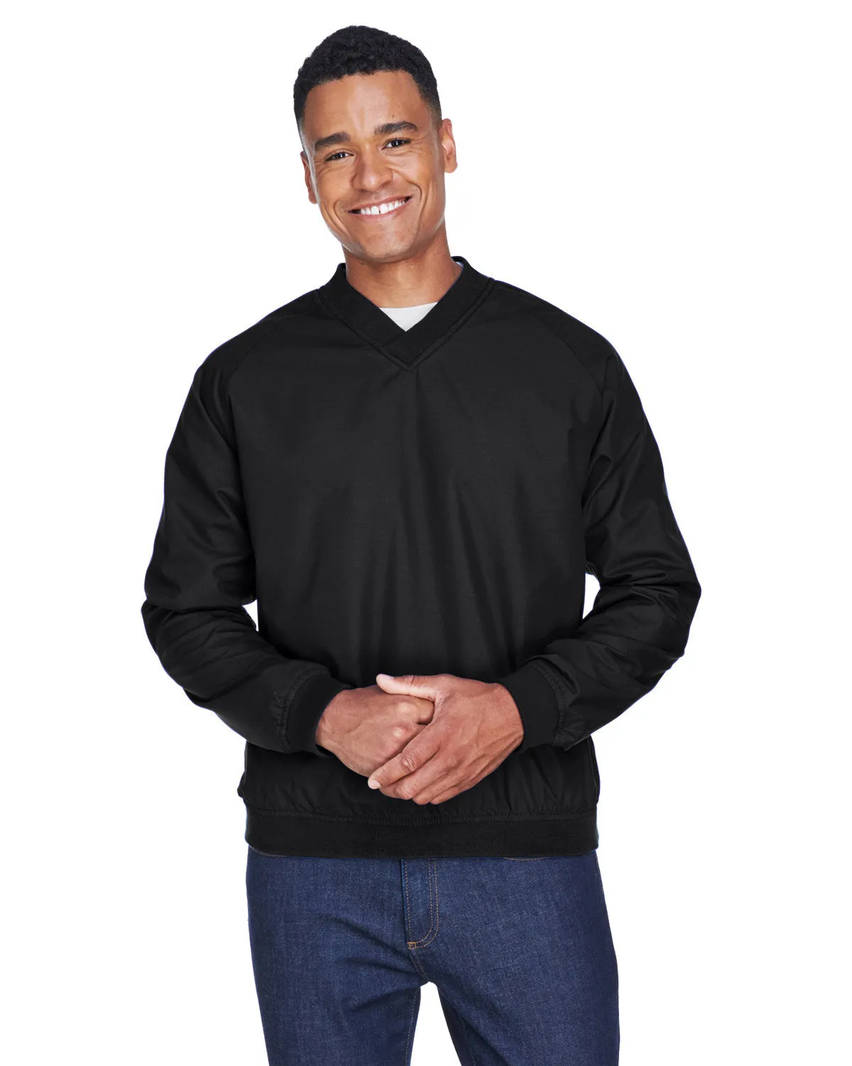 Adult Long-Sleeve Microfiber Crossover V-Neck Wind Shirt