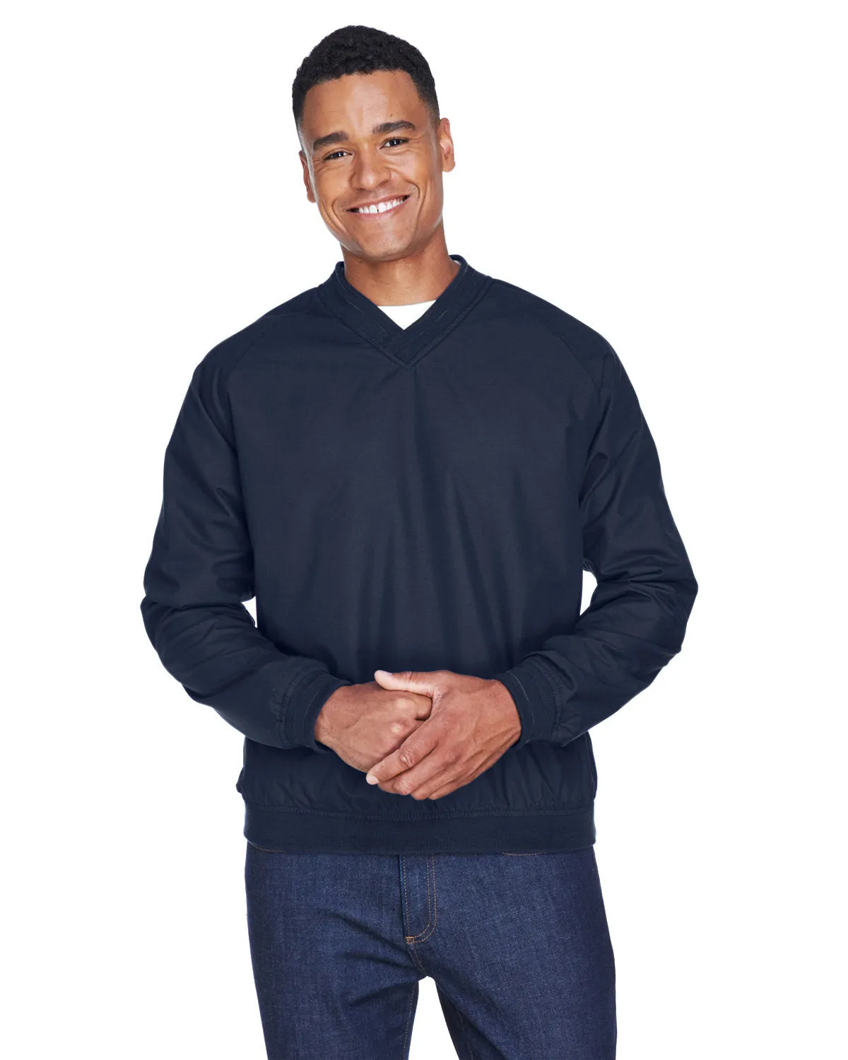 Adult Long-Sleeve Microfiber Crossover V-Neck Wind Shirt