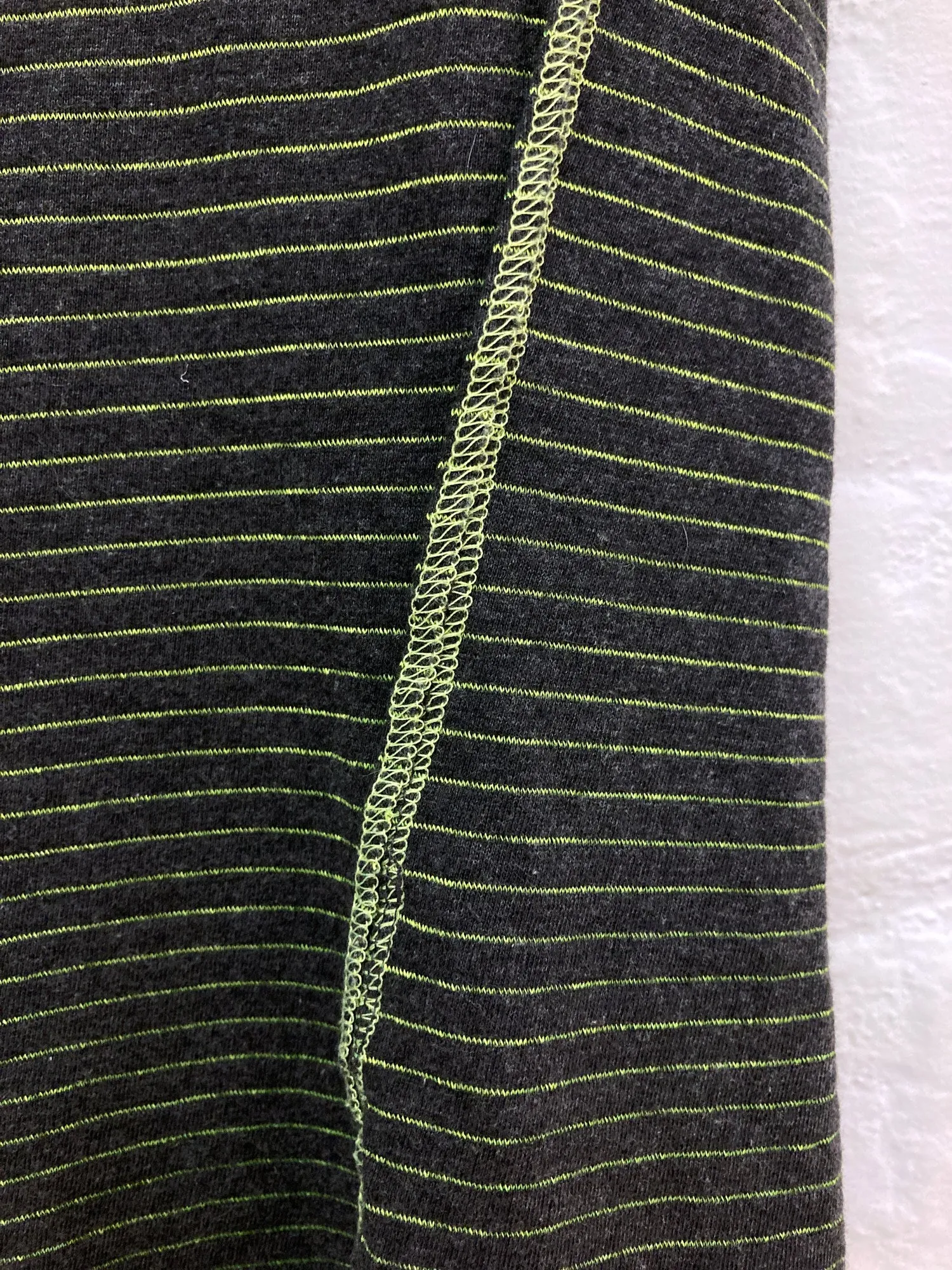 A.F. Vandevorst green cotton stripe overlock detail wide neck t-shirt  - XS S