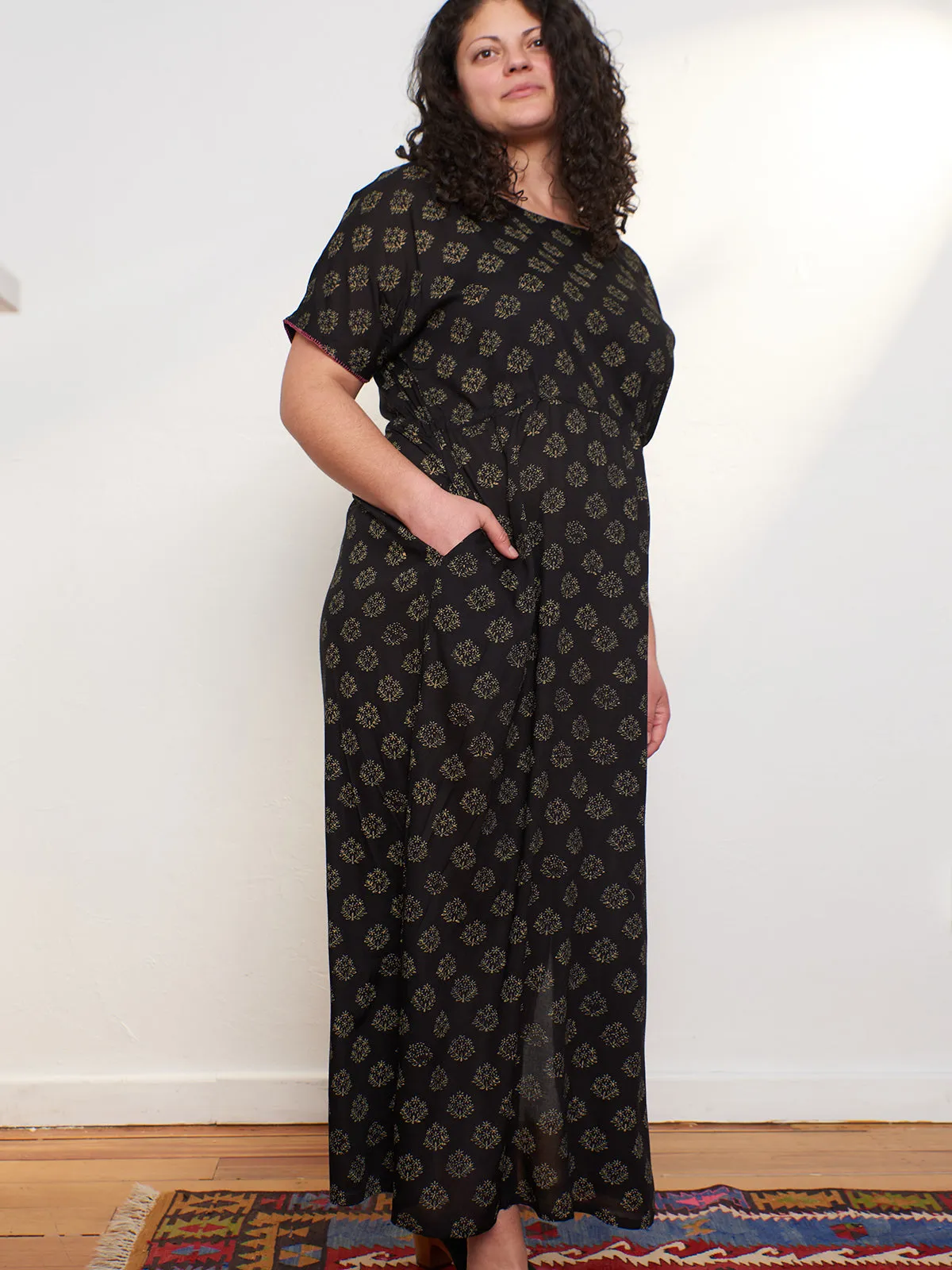 Aimee Maxi Dress - Floral Stamp Black