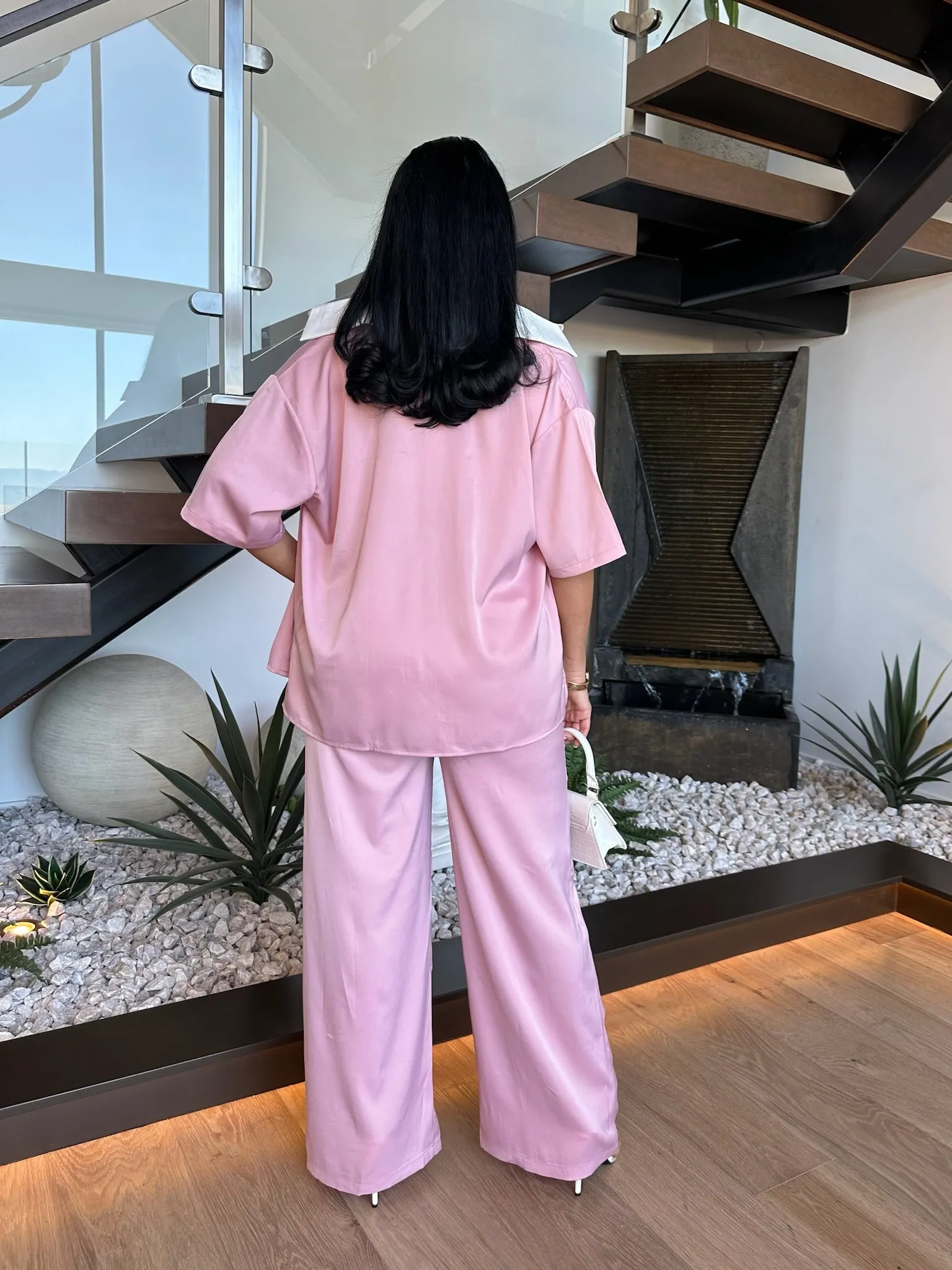 All For You Satin Pant Set Pink