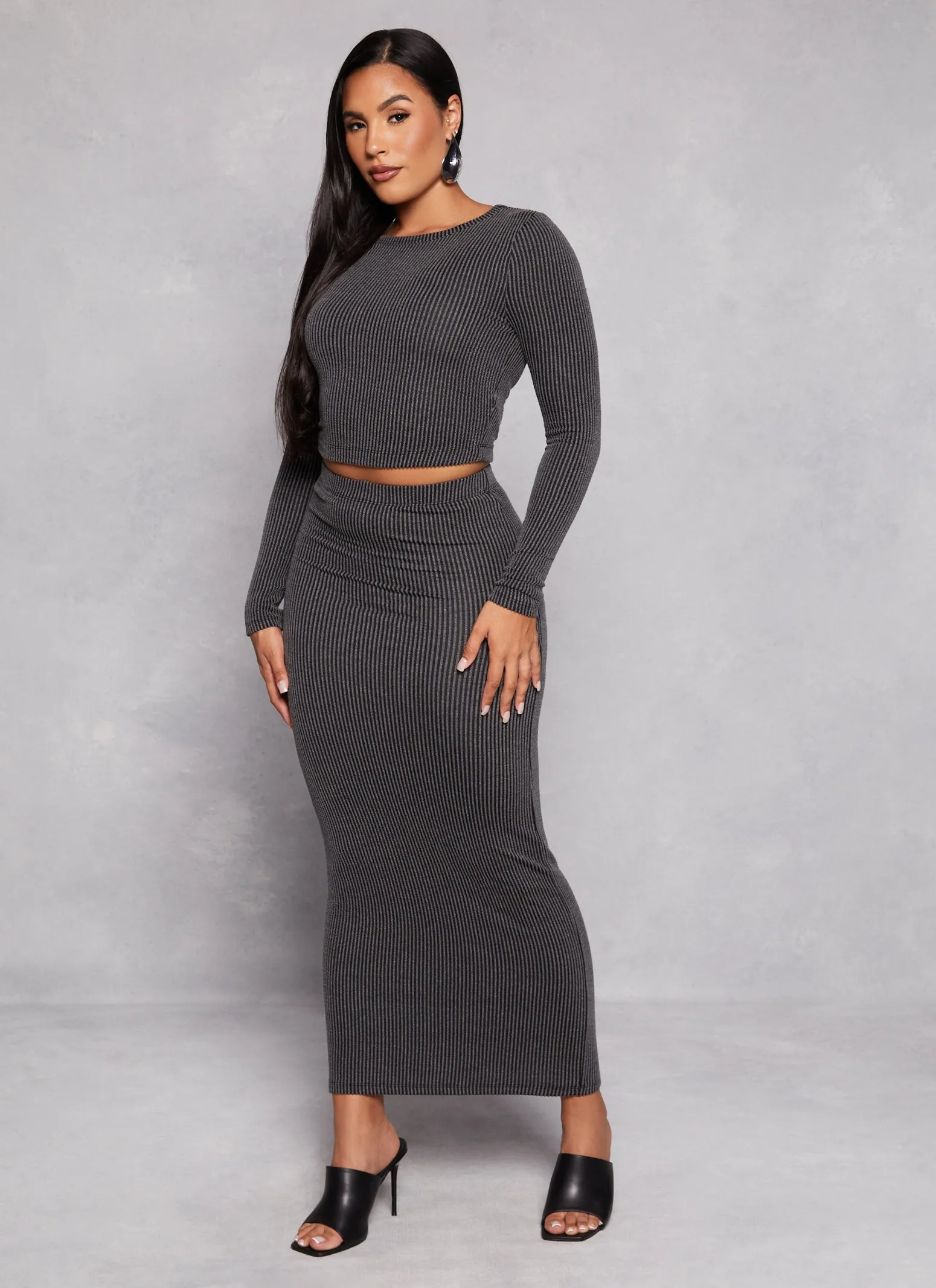 Almost Famous Ribbed Knit Maxi Skirt