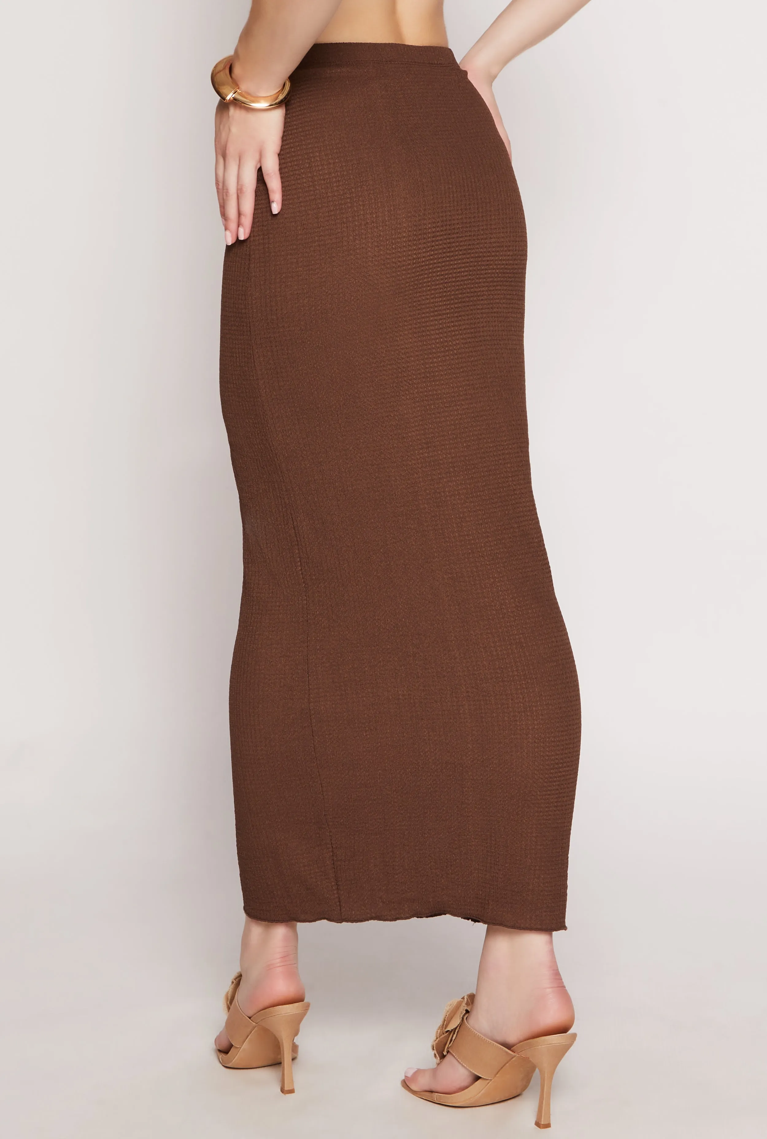 Almost Famous Textured Knit Maxi Pencil Skirt