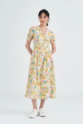 Aloha V Neck Cotton Midi Dress