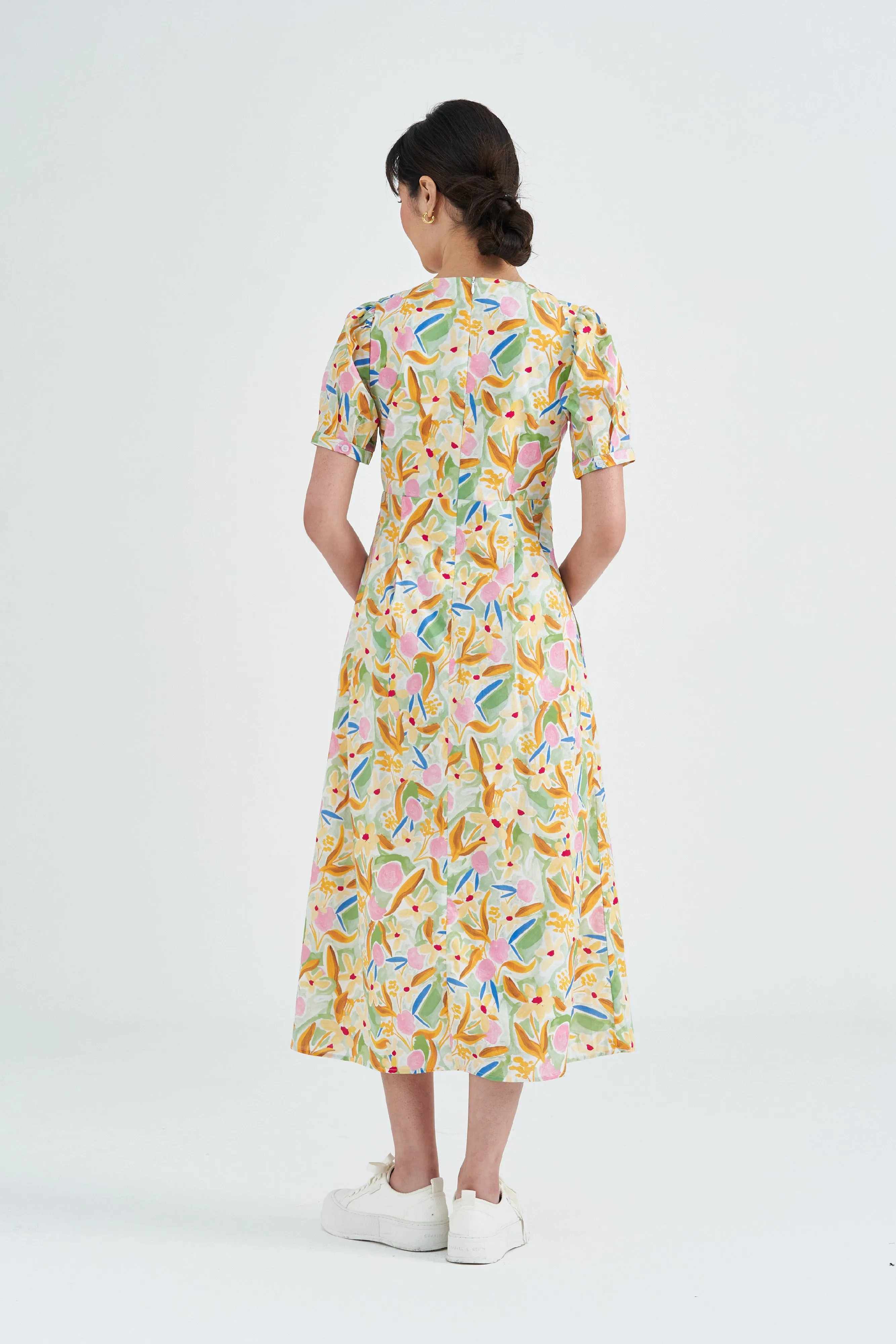 Aloha V Neck Cotton Midi Dress