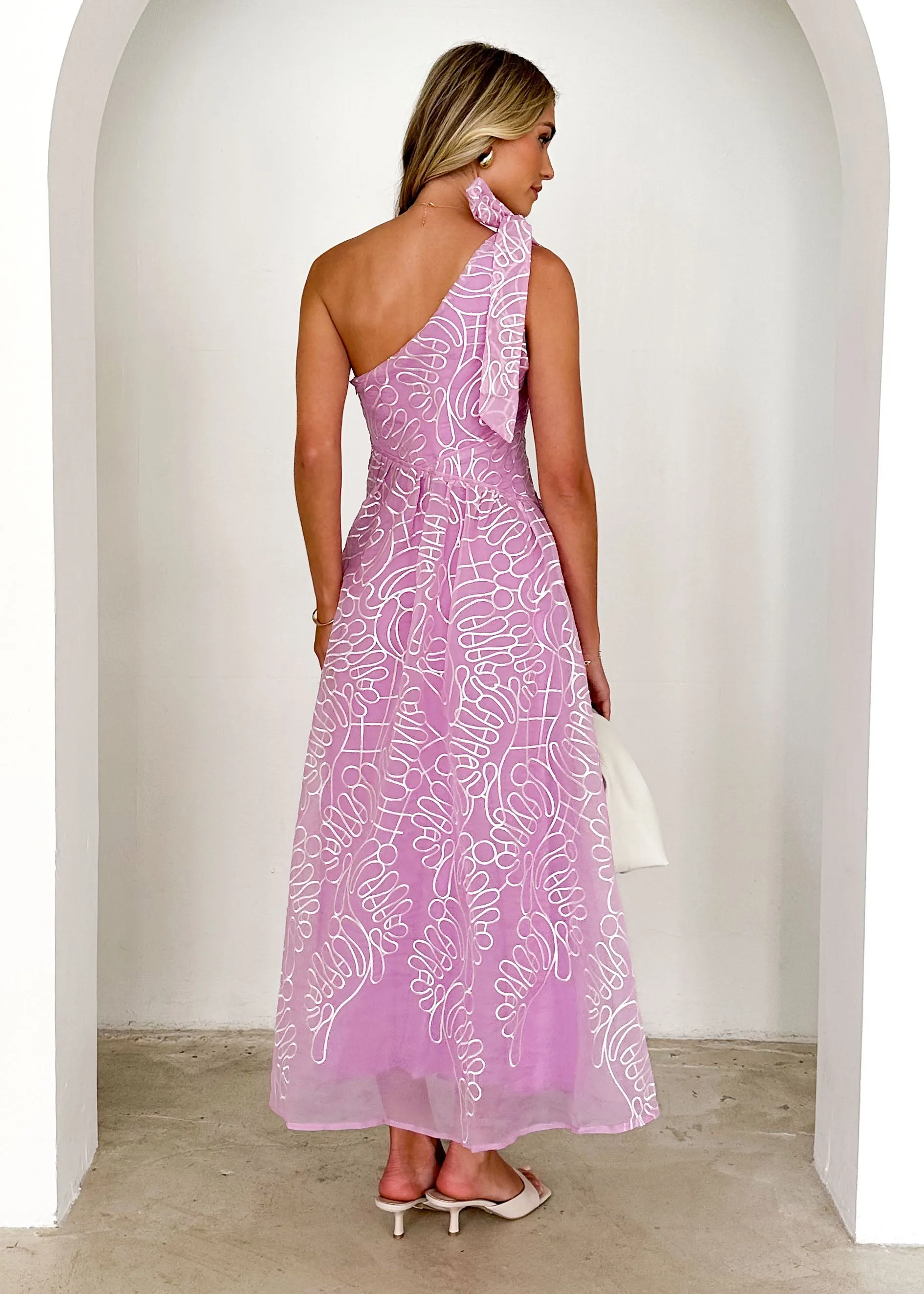 Amalfi One Shoulder Midi Dress - Candy Embroidered