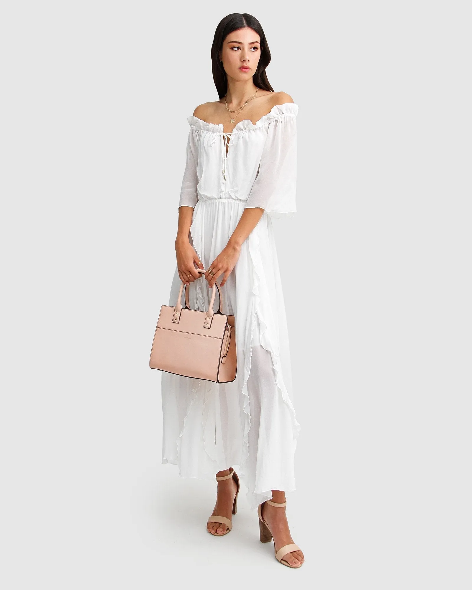 Amour Amour Ruffled Midi Dress - White