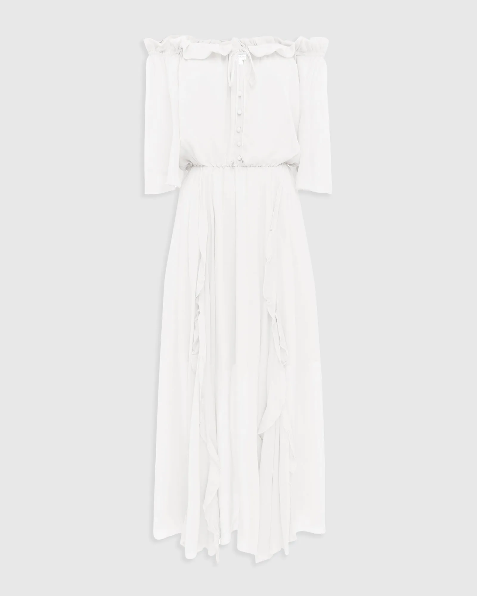 Amour Amour Ruffled Midi Dress - White