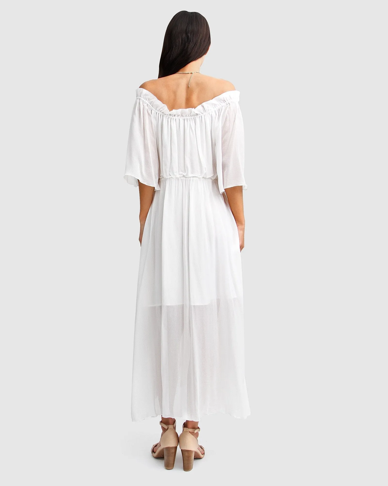 Amour Amour Ruffled Midi Dress - White