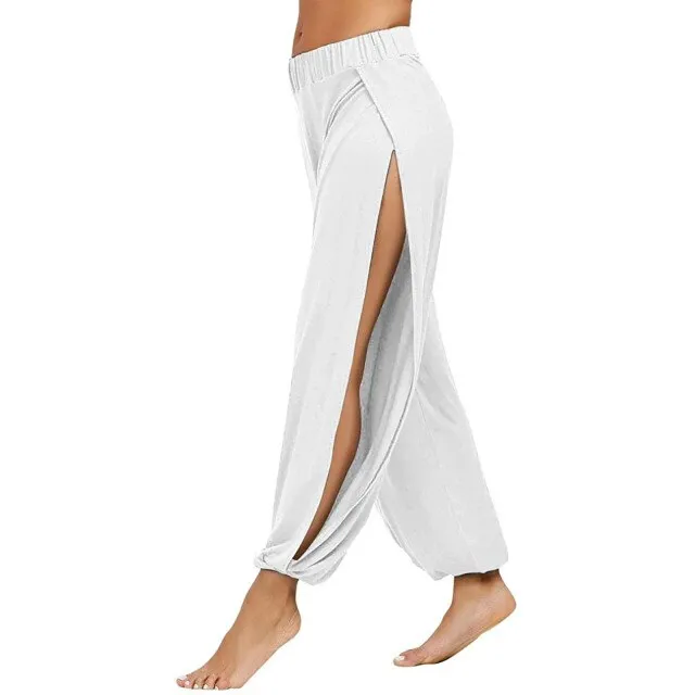 Amy Fashion - Casual Solid Hollow Elastic Waist Trousers