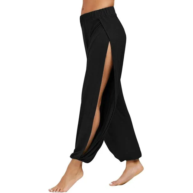 Amy Fashion - Casual Solid Hollow Elastic Waist Trousers