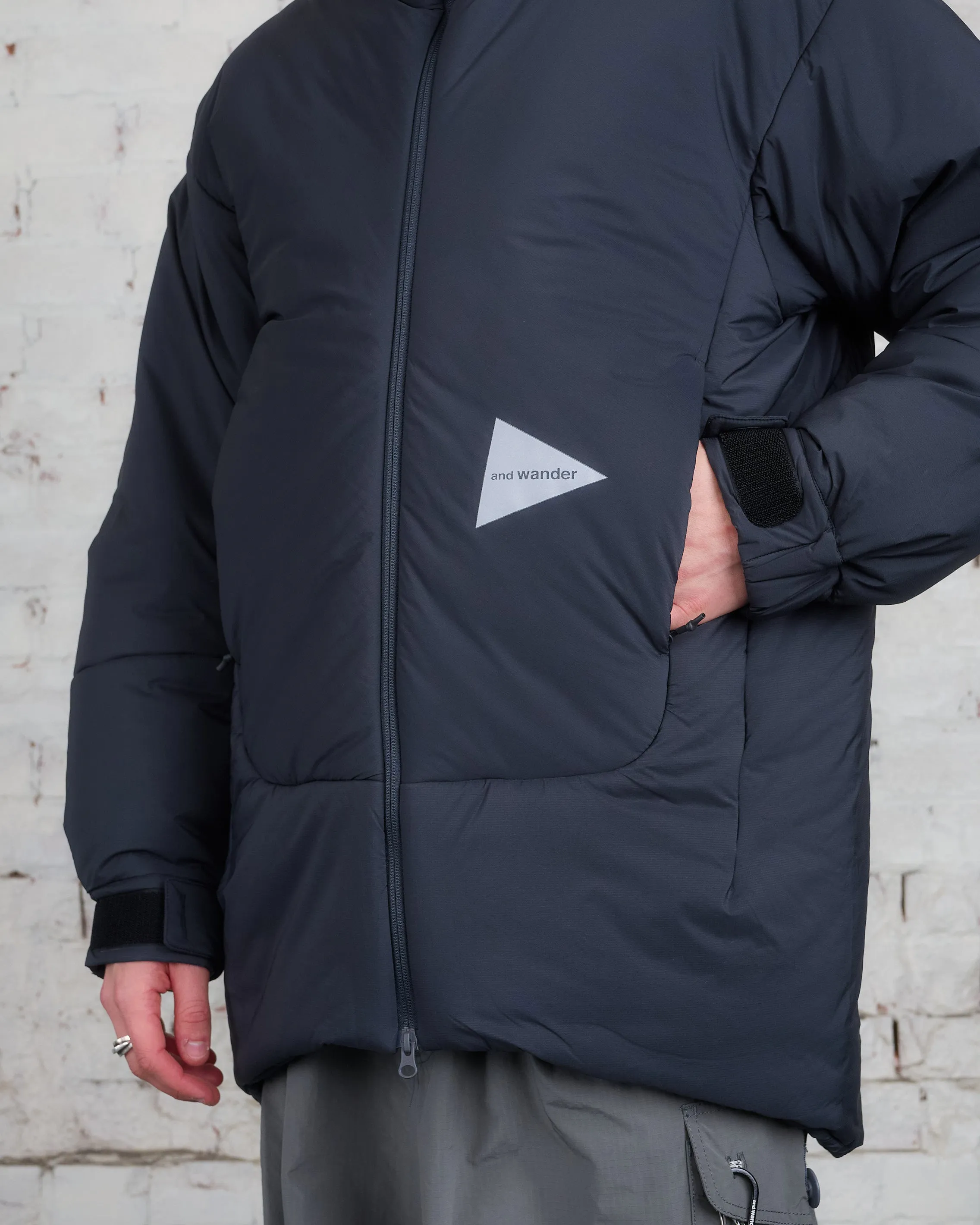 and wander Pertex Top Fleece Primaloft Coat Charcoal