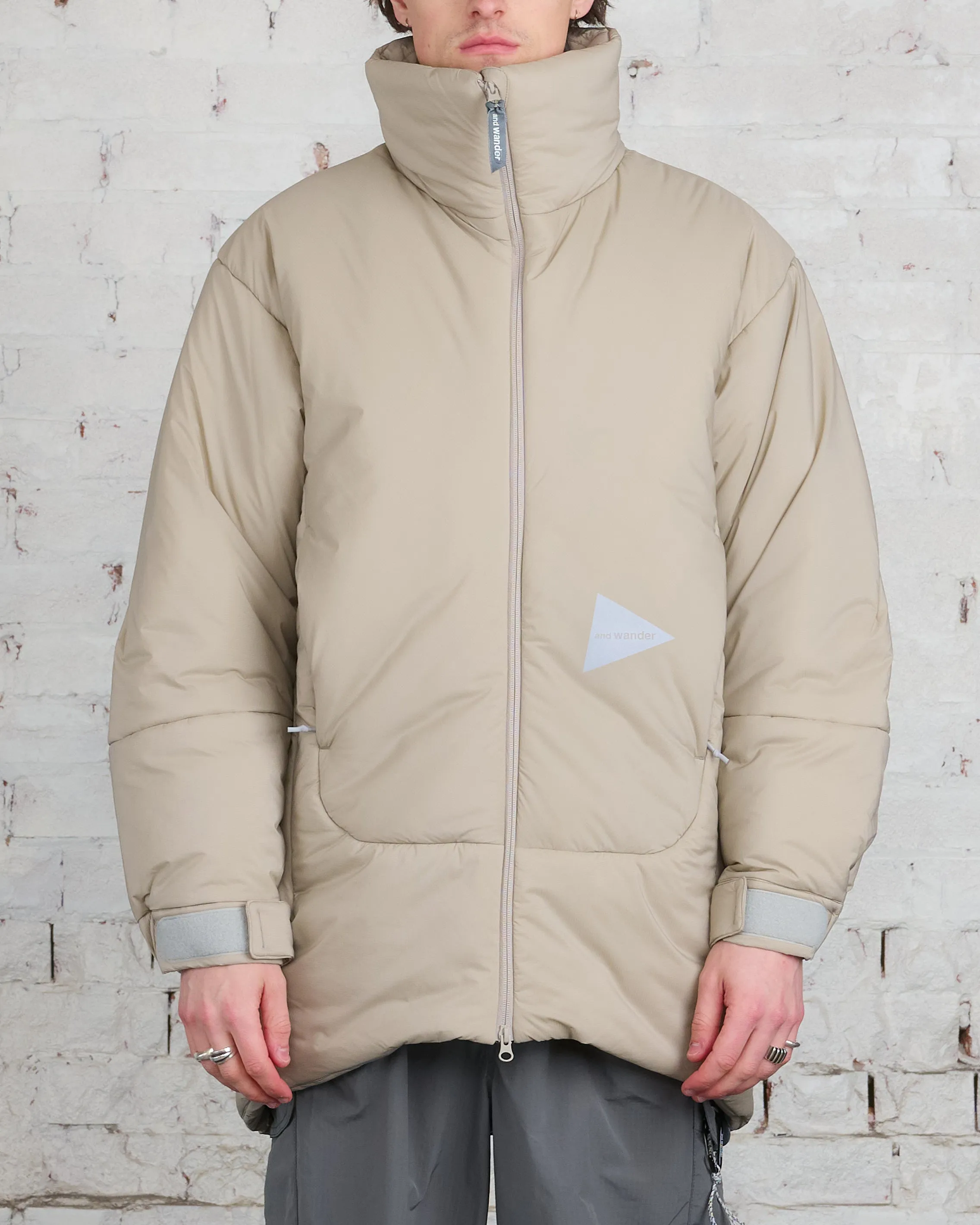 and wander Pertex Top Fleece Primaloft Coat Light Beige