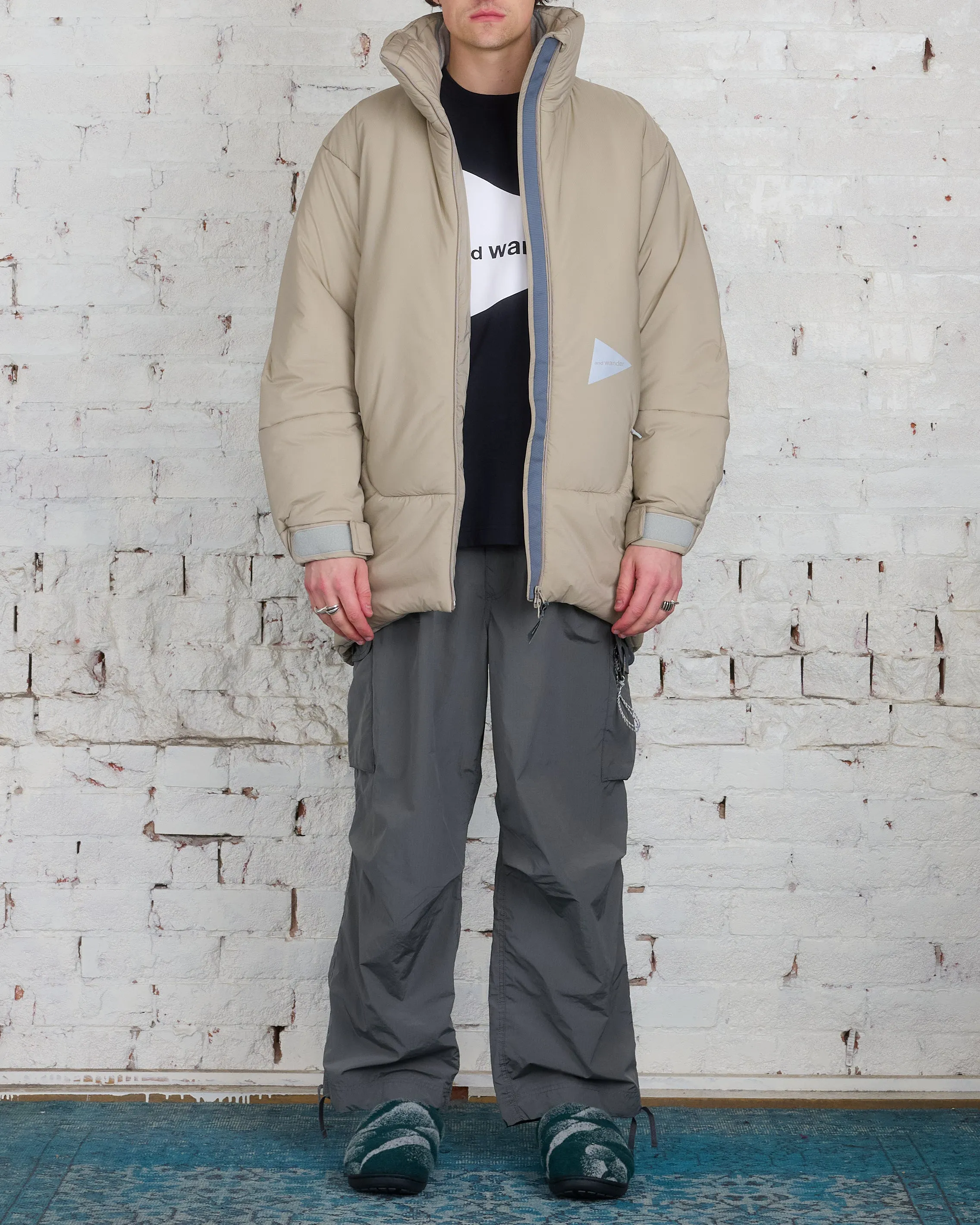 and wander Pertex Top Fleece Primaloft Coat Light Beige