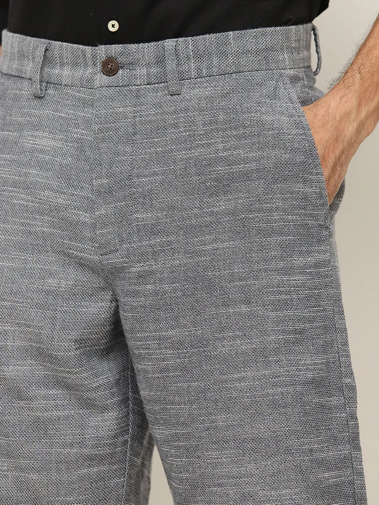 Ascot Grey Relaxed-Fit Mid-Rise Cotton Shorts