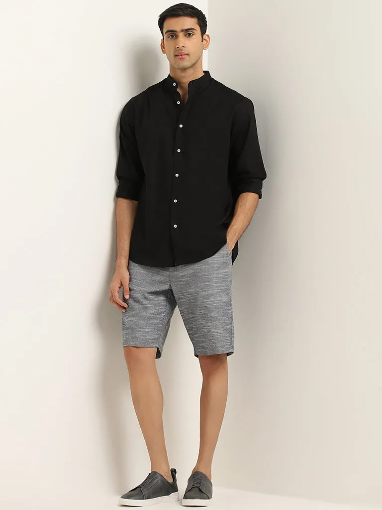 Ascot Grey Relaxed-Fit Mid-Rise Cotton Shorts