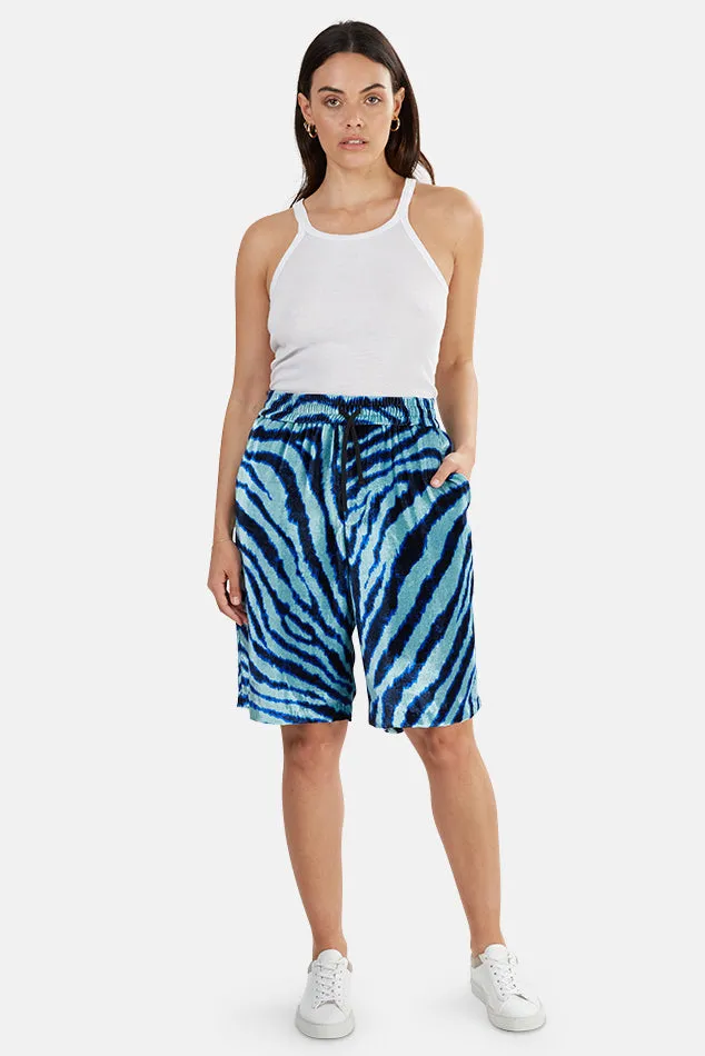 Baggy Short Teal Zebra