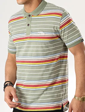 Bakersfield Striped Cotton Jersey Polo Shirt in Green Bay - Tokyo Laundry