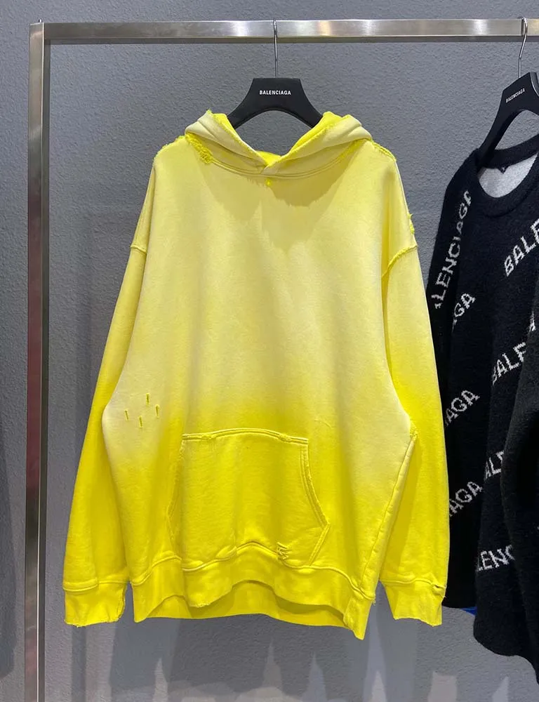 Balenciaga Oversized distressed dégradé Bright yellow Hoodie