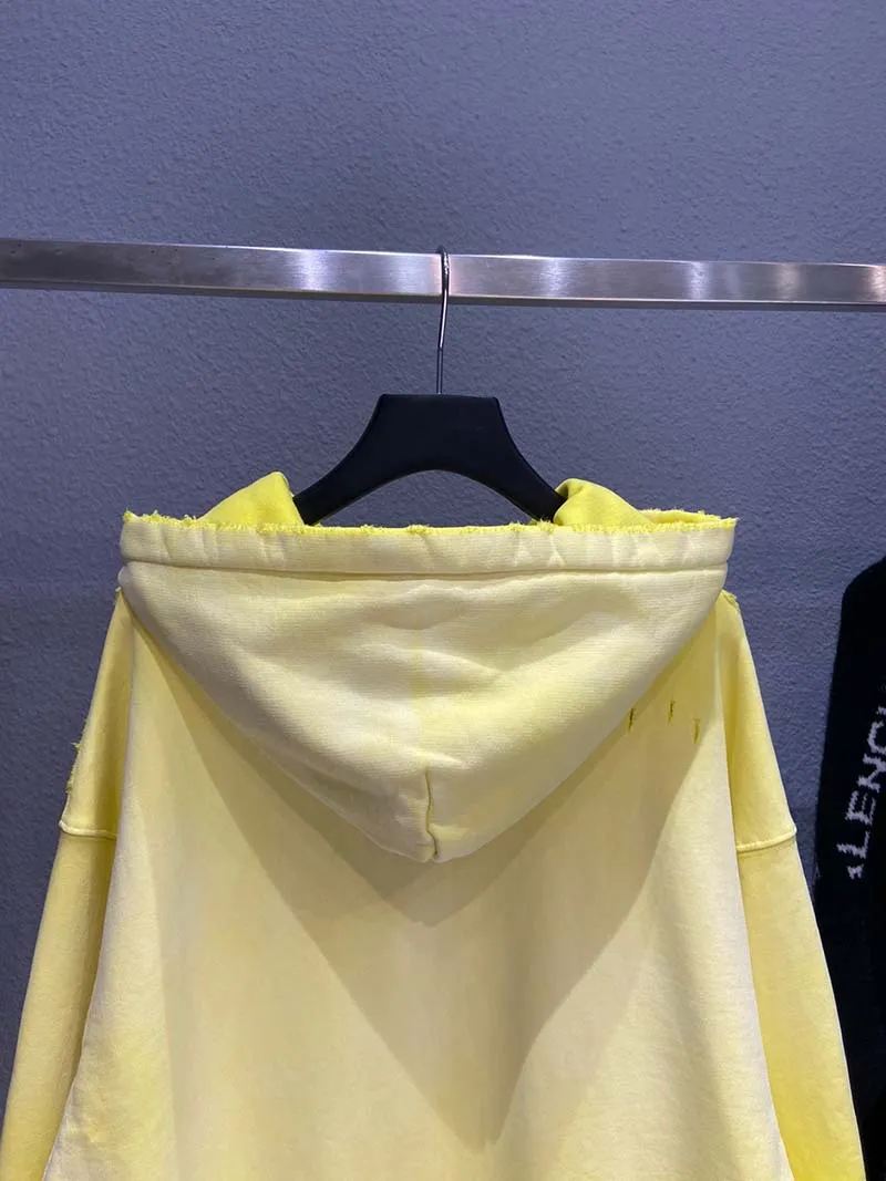 Balenciaga Oversized distressed dégradé Bright yellow Hoodie