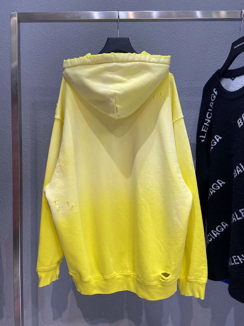 Balenciaga Oversized distressed dégradé Bright yellow Hoodie