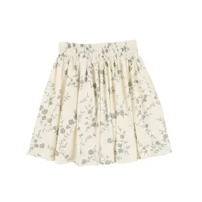 BAMBOO GREY FLORAL LINEN FLARE SKIRT [Final Sale]