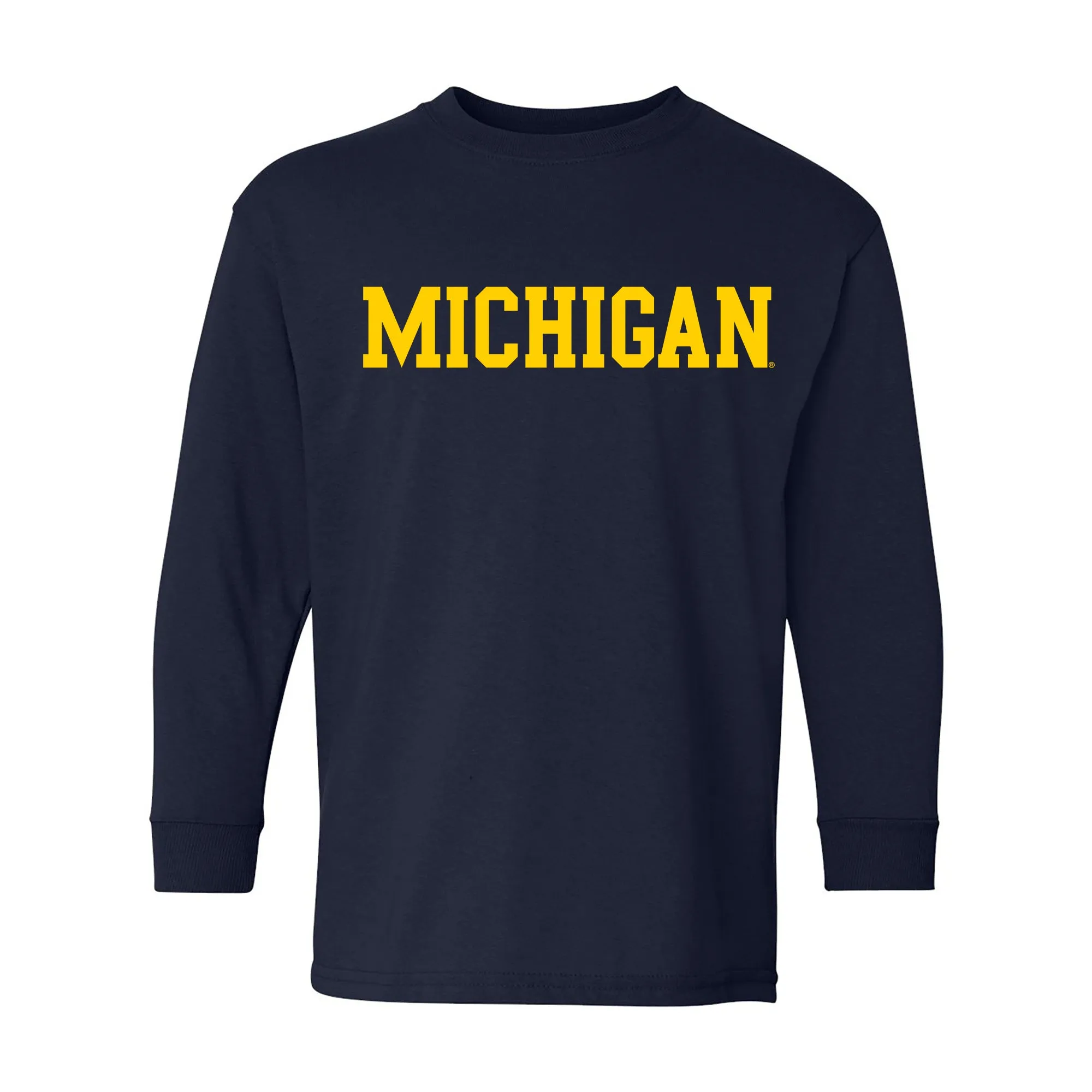 Basic Block University of Michigan Youth Basic Cotton Long Sleeve - Navy