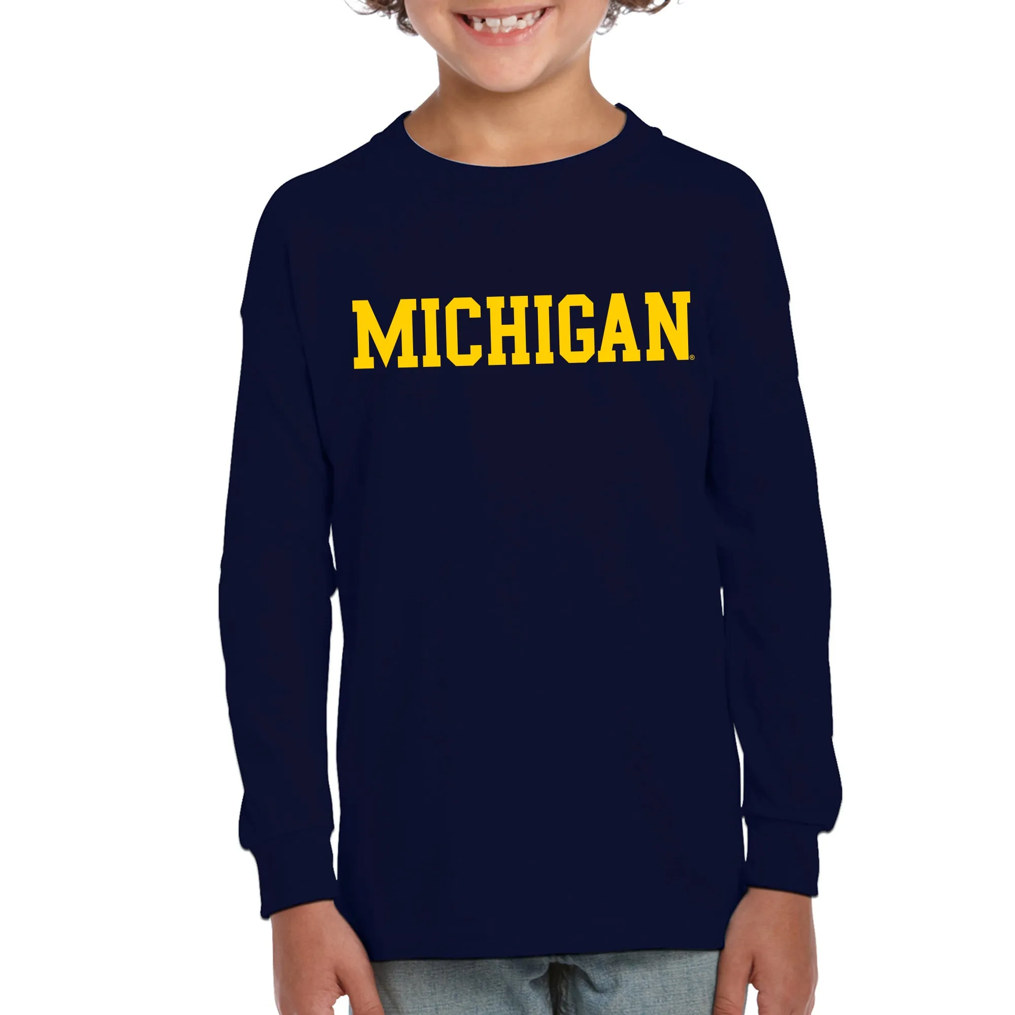 Basic Block University of Michigan Youth Basic Cotton Long Sleeve - Navy