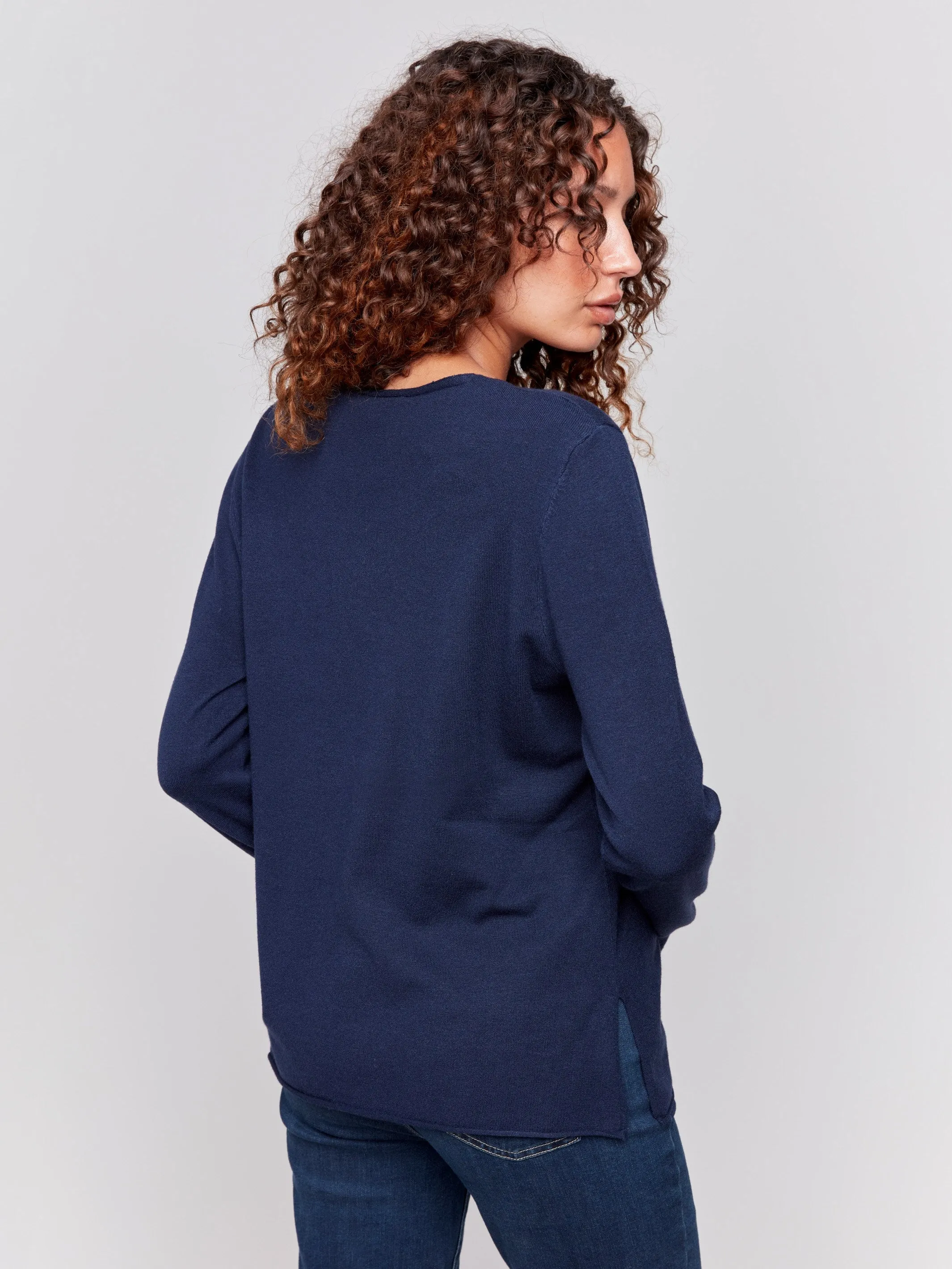 Basic V-Neck Sweater - Navy