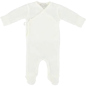 BEBE ORGANIC PEARL WHITE TEXTURED WRAP FOOTIE