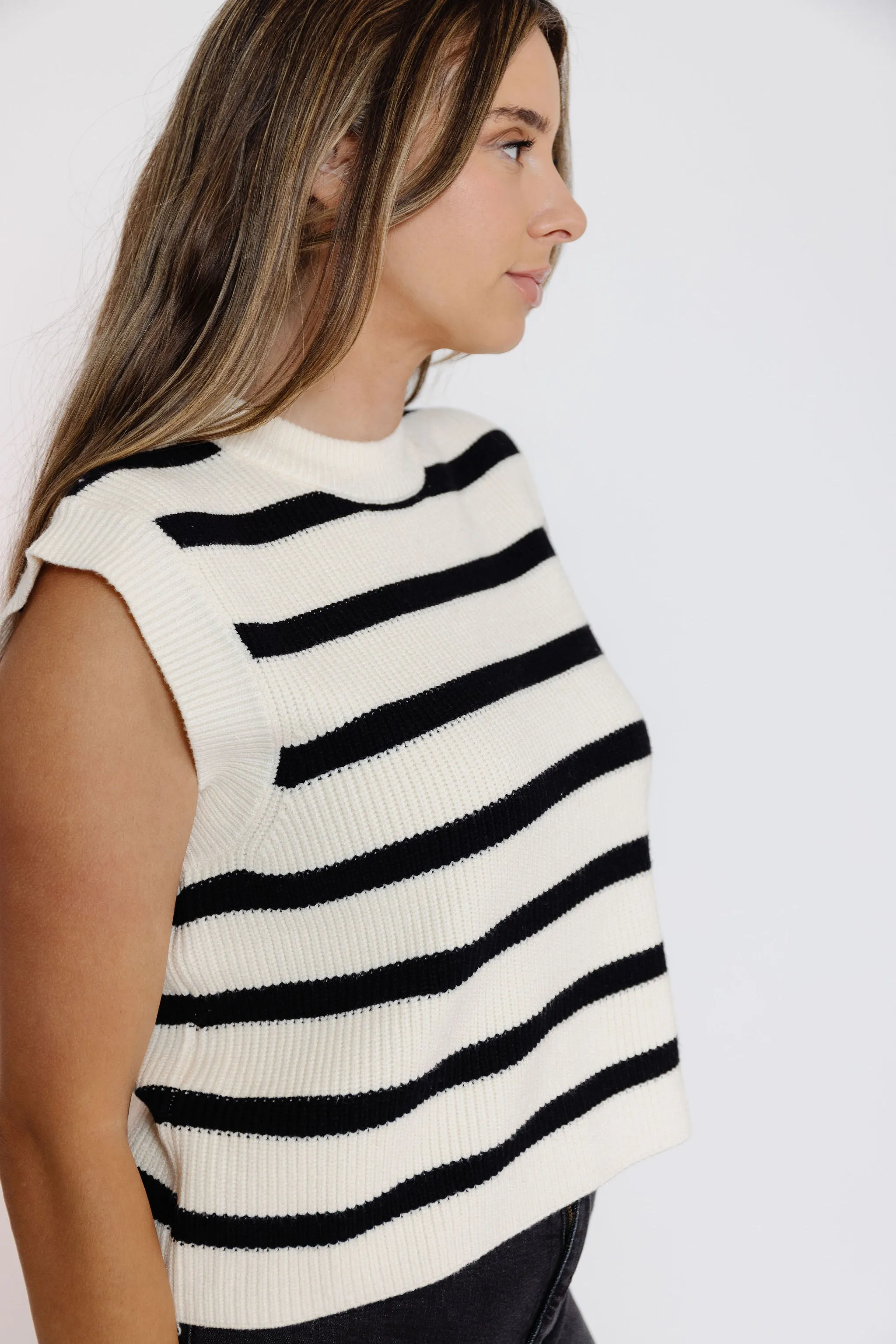 Becka Sweater Vest in Cream/Black