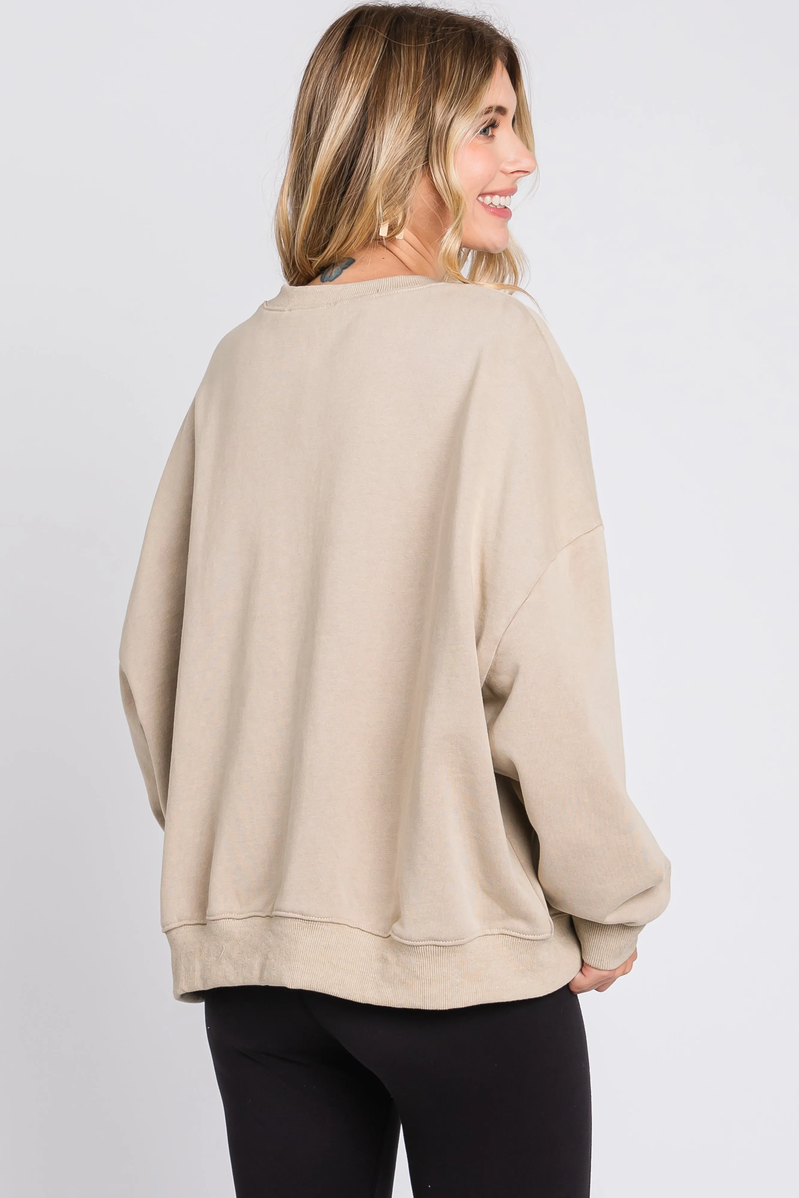 Beige Dropped Shoulder Sweatshirt